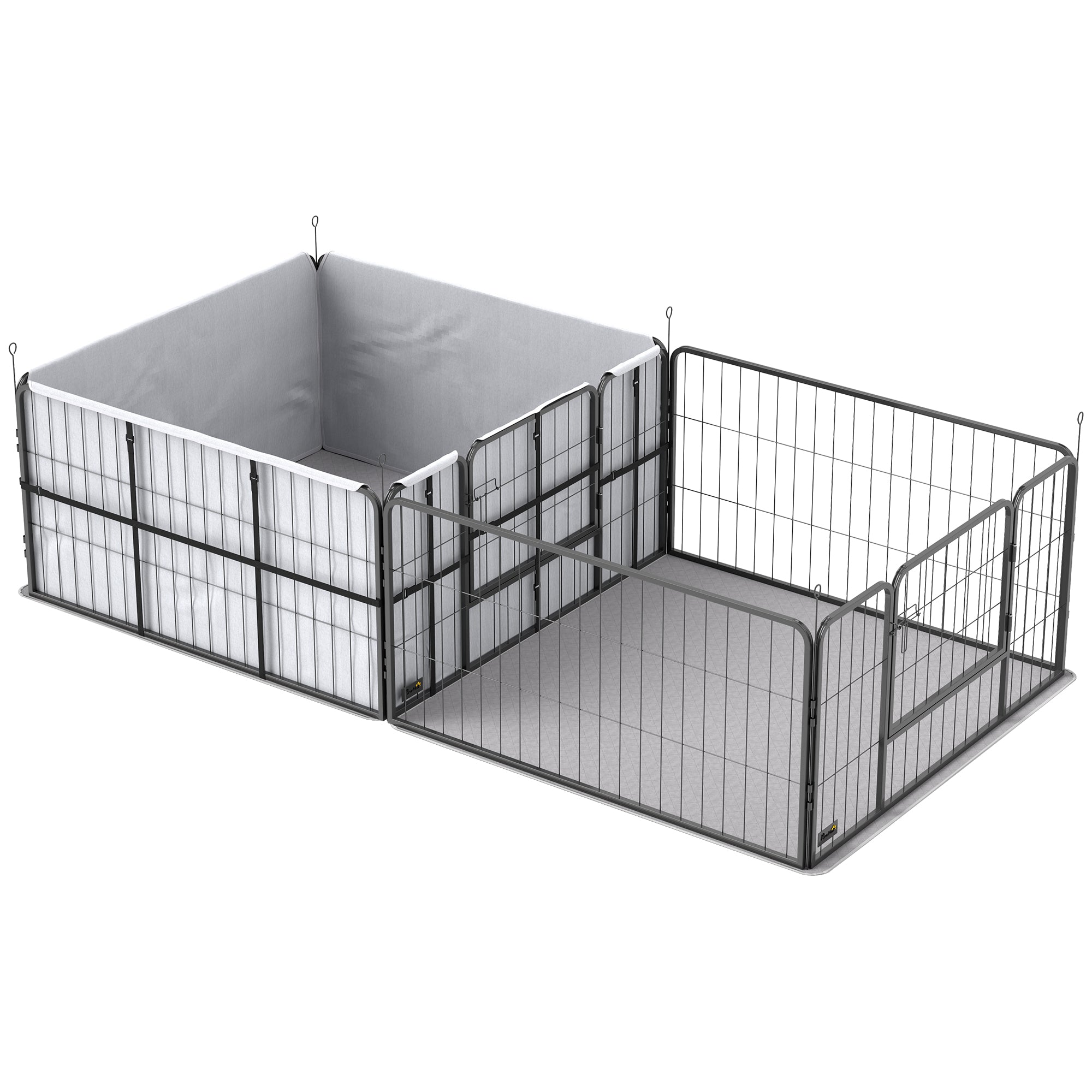 PawHut Whelping Box for Dogs and Puppies, 23.5"H, 7 Panels Puppy Playpen with Windproof Oxford Fabric Cloth, Washable Pee Pad, Pet Playpen with Door, for Medium & Large Dogs