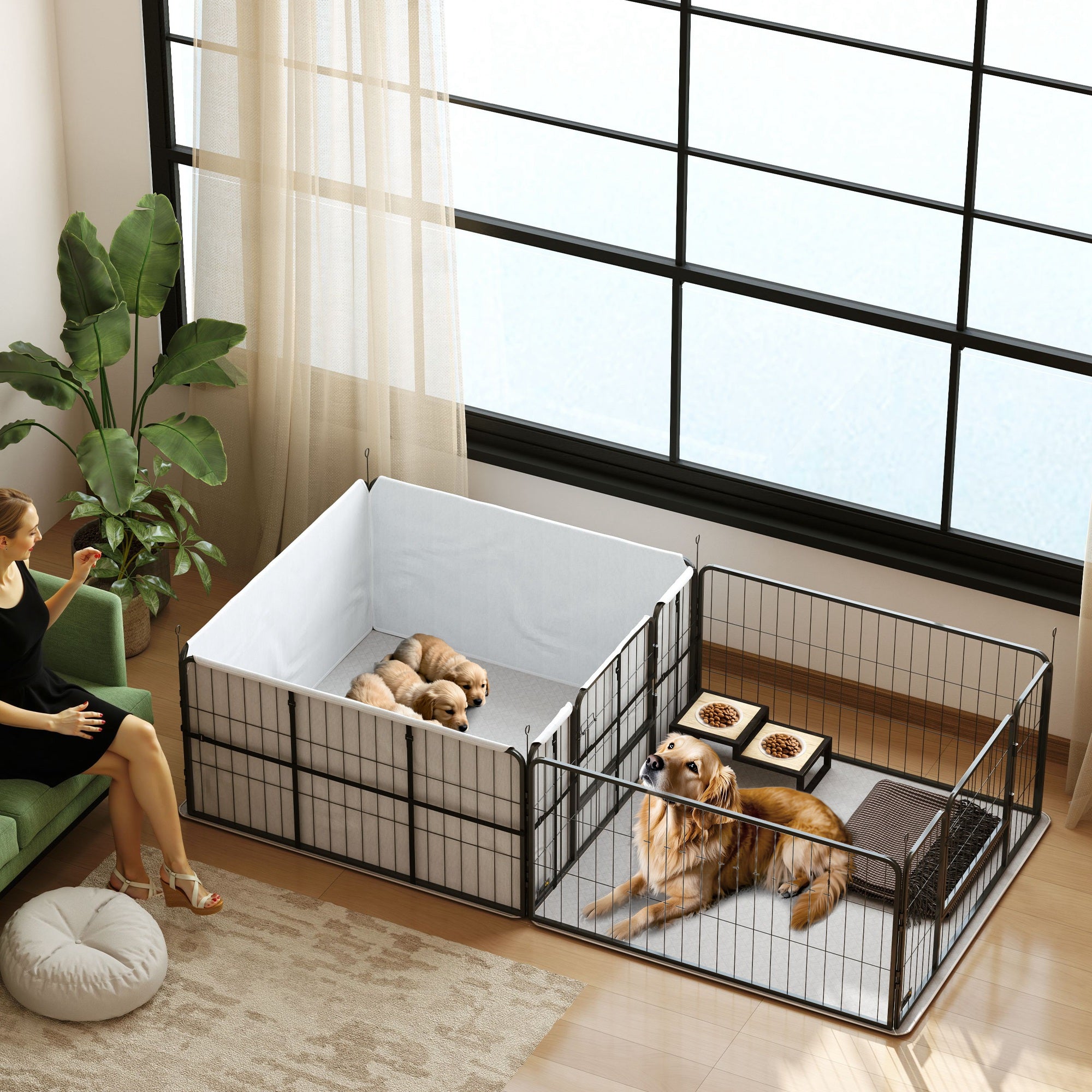 PawHut Whelping Box for Dogs and Puppies, 23.5