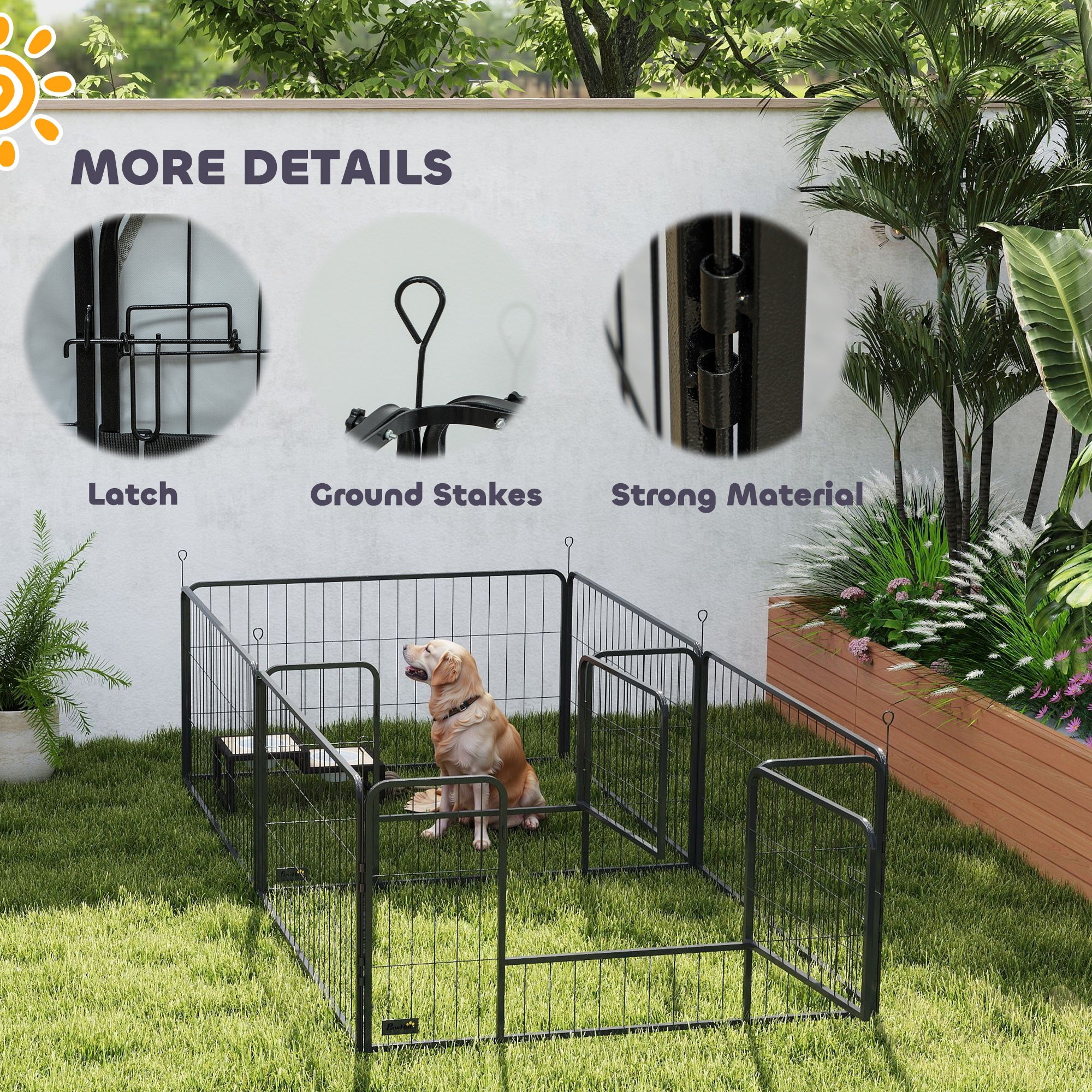 PawHut Whelping Box for Dogs and Puppies, 23.5"H, 7 Panels Puppy Playpen with Windproof Oxford Fabric Cloth, Washable Pee Pad, Pet Playpen with Door, for Medium & Large Dogs