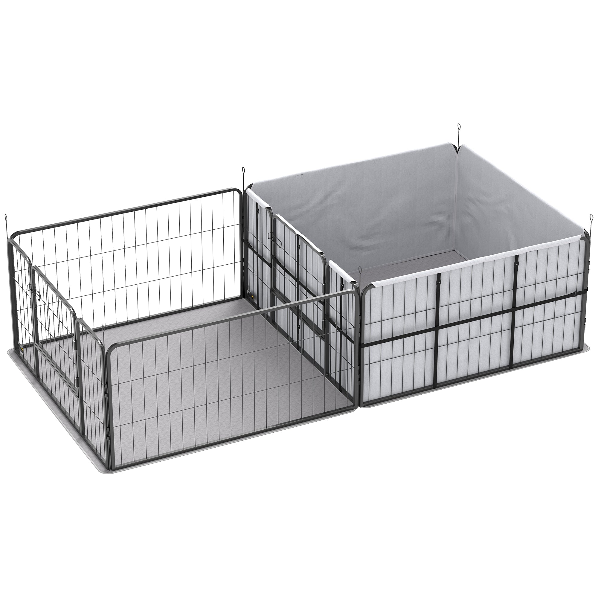 PawHut Whelping Box for Dogs and Puppies, 23.5"H, 7 Panels Puppy Playpen with Windproof Oxford Fabric Cloth, Washable Pee Pad, Pet Playpen with Door, for Medium & Large Dogs