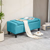 HOMCOM Storage Ottoman Bench Linen-Touch Fabric Tufted Chest Footstool with Flipping Top, Green