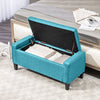 HOMCOM Storage Ottoman Bench Linen-Touch Fabric Tufted Chest Footstool with Flipping Top, Green