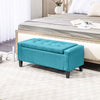 HOMCOM Storage Ottoman Bench Linen-Touch Fabric Tufted Chest Footstool with Flipping Top, Green