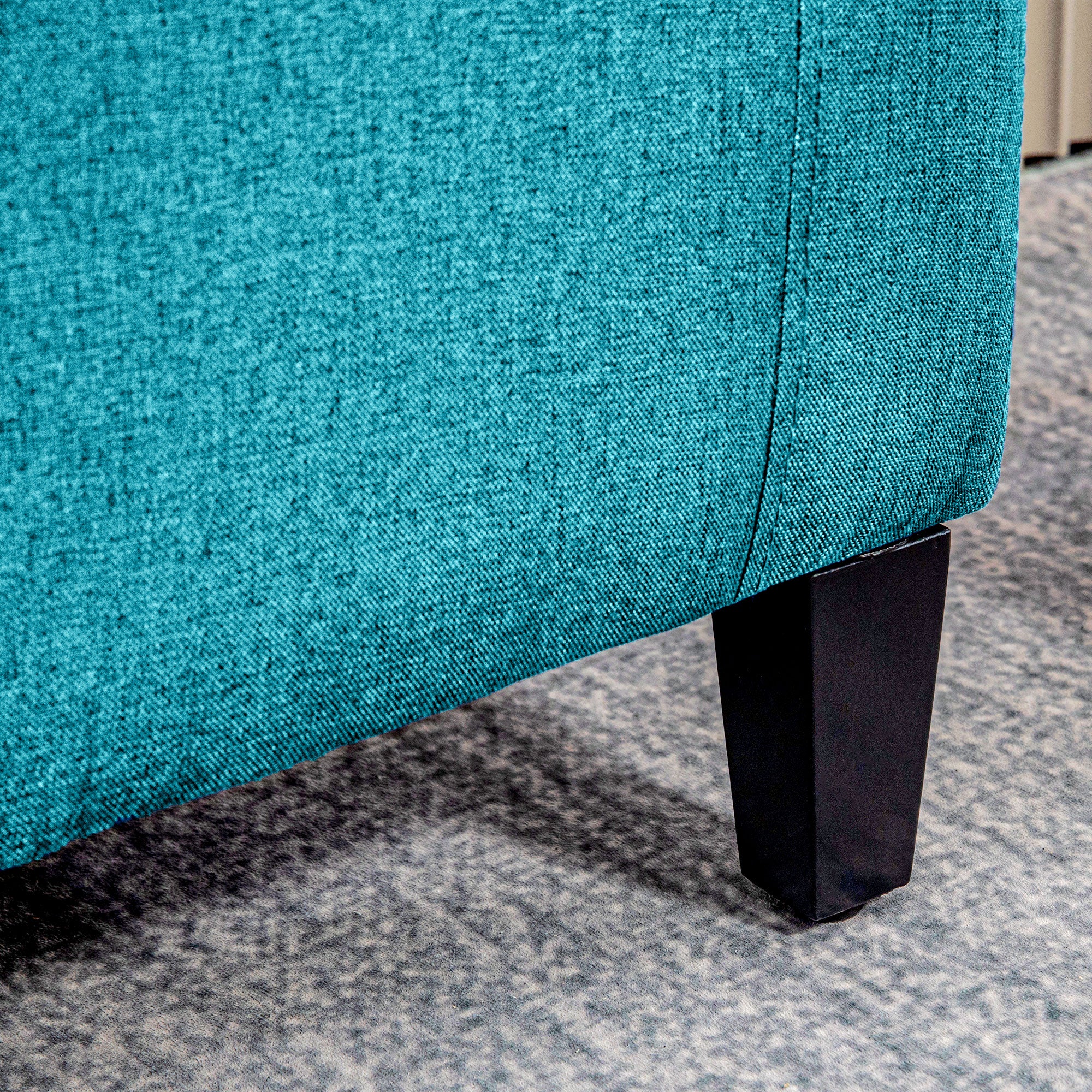 HOMCOM Storage Ottoman Bench Linen-Touch Fabric Tufted Chest Footstool with Flipping Top, Green