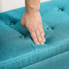 HOMCOM Storage Ottoman Bench Linen-Touch Fabric Tufted Chest Footstool with Flipping Top, Green