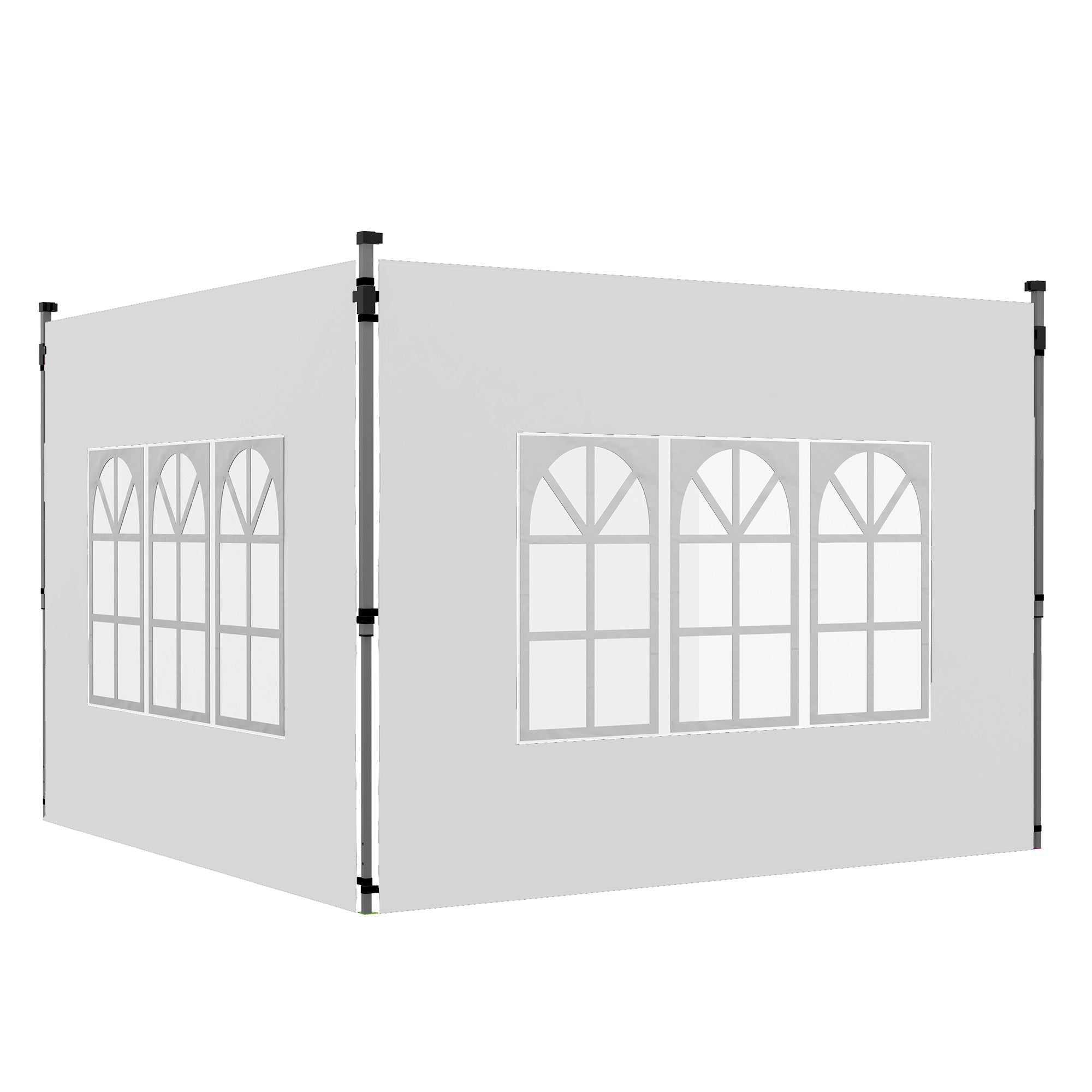 Outsunny Side Panels with Windows for 9.8' x 9.8' or 9.8' x 13.1' Pop up Canopy, 2 Pack Sidewalls Replacement, White