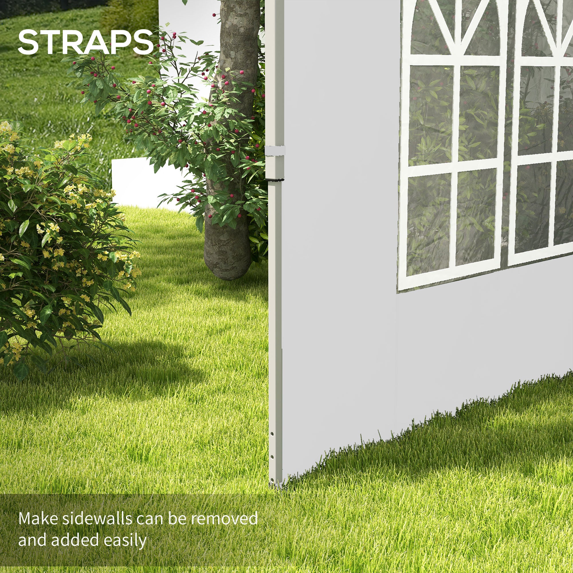 Outsunny Side Panels with Windows for 9.8' x 9.8' or 9.8' x 13.1' Pop up Canopy, 2 Pack Sidewalls Replacement, White