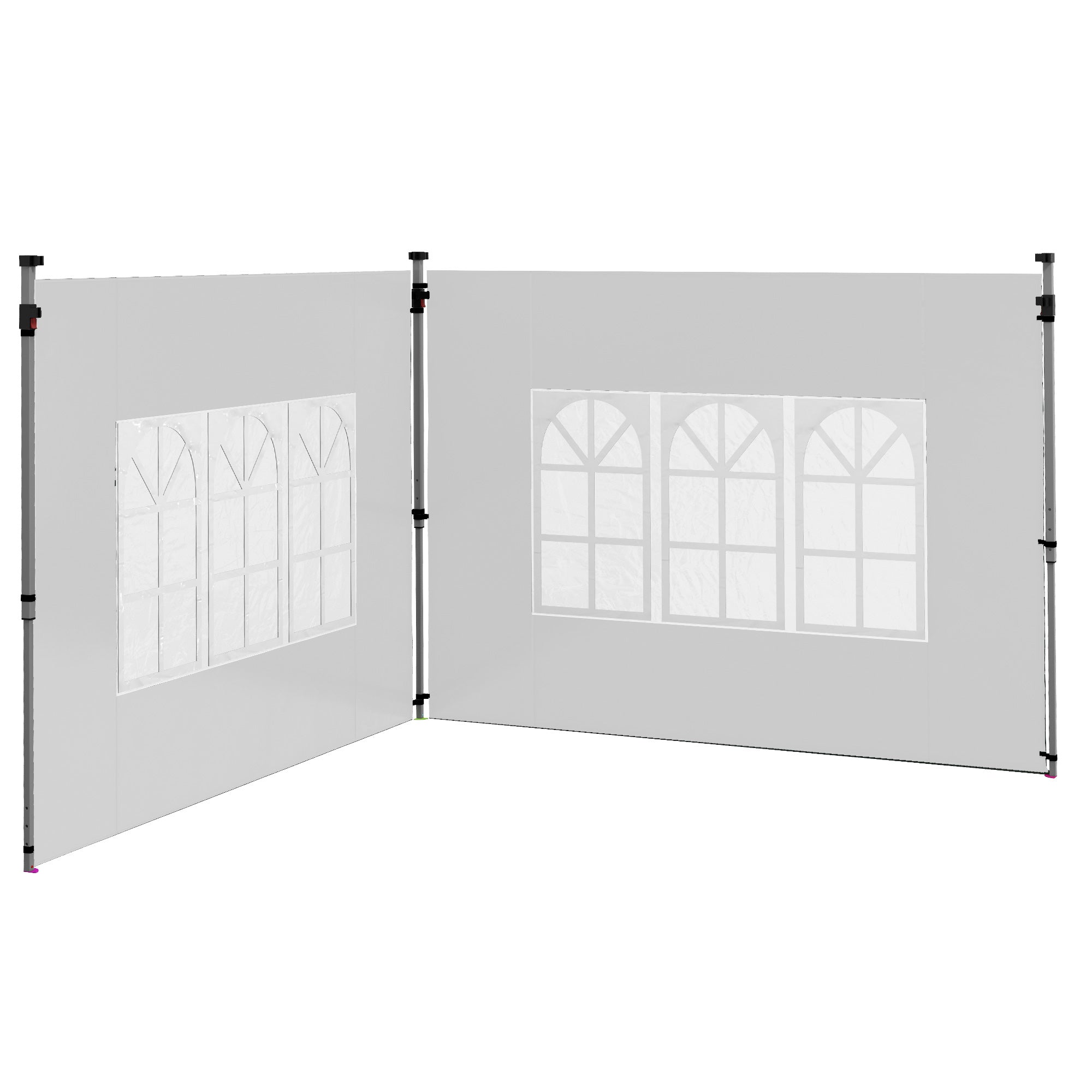 Outsunny Side Panels with Windows for 9.8' x 9.8' or 9.8' x 13.1' Pop up Canopy, 2 Pack Sidewalls Replacement, White