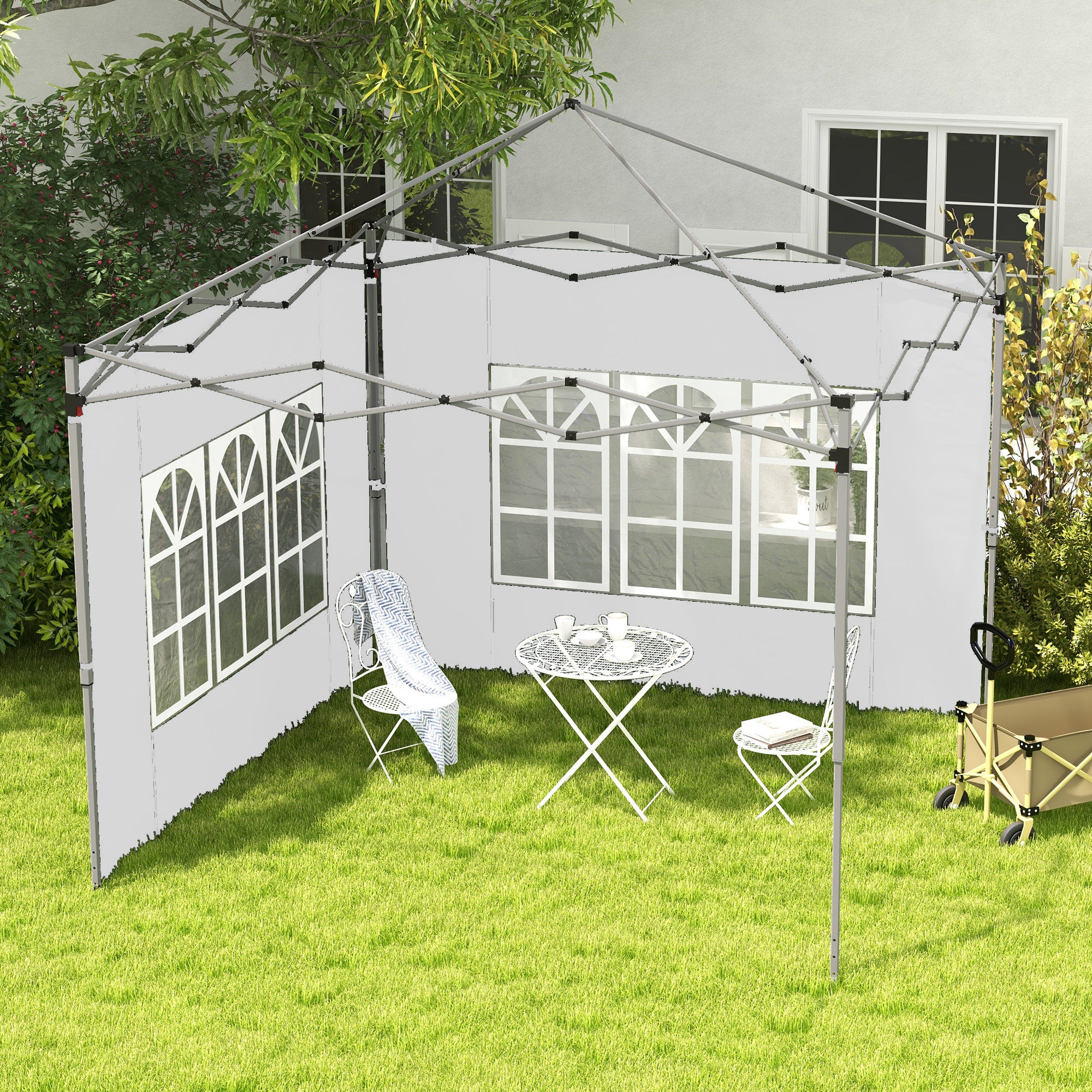 Outsunny Side Panels with Windows for 9.8' x 9.8' or 9.8' x 13.1' Pop up Canopy, 2 Pack Sidewalls Replacement, White