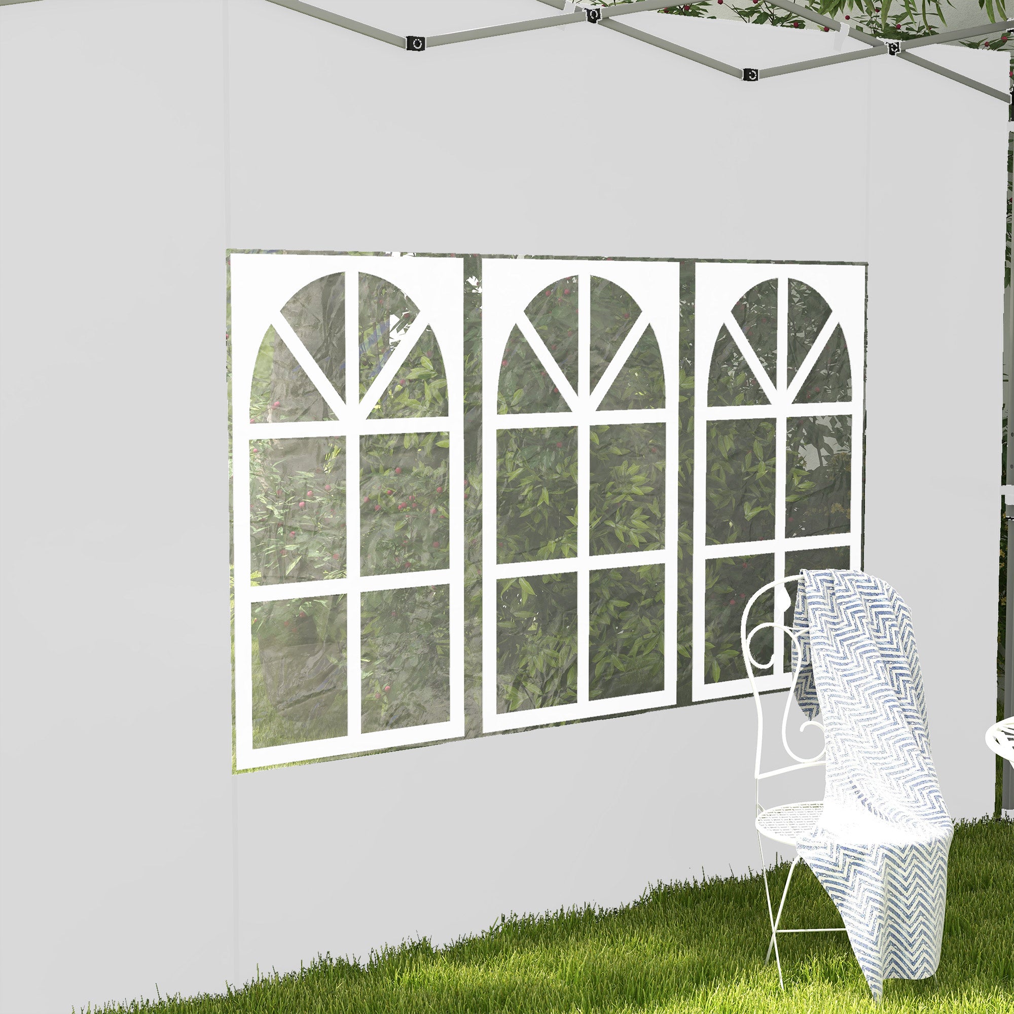 Outsunny Side Panels with Windows for 9.8' x 9.8' or 9.8' x 13.1' Pop up Canopy, 2 Pack Sidewalls Replacement, White
