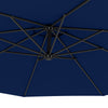 Outsunny 10' Deluxe Patio Umbrella, Outdoor Market Parasol, Banana Hanging Offset Sunshade with Crank, Cross Base, Navy Blue