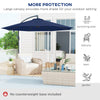 Outsunny 10' Deluxe Patio Umbrella, Outdoor Market Parasol, Banana Hanging Offset Sunshade with Crank, Cross Base, Navy Blue