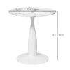 HOMCOM Round Dining Table for 2, Modern Kitchen Table with Faux Marbled Top and Steel Base for Living Room, Dining Room, White