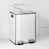 HOMCOM Dual Kitchen Garbage Bin, 2 x 5 Gallon (2 x 20 L) Trash Can with Foot Pedal, Soft-Close Garbage Can with Removable Inner Buckets, Fingerprint-Proof for Kitchen, Silver