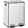 HOMCOM Dual Kitchen Garbage Bin, 2 x 5 Gallon (2 x 20 L) Trash Can with Foot Pedal, Soft-Close Garbage Can with Removable Inner Buckets, Fingerprint-Proof for Kitchen, Silver