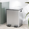 HOMCOM Dual Kitchen Garbage Bin, 2 x 5 Gallon (2 x 20 L) Trash Can with Foot Pedal, Soft-Close Garbage Can with Removable Inner Buckets, Fingerprint-Proof for Kitchen, Silver