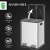 HOMCOM Dual Kitchen Garbage Bin, 2 x 5 Gallon (2 x 20 L) Trash Can with Foot Pedal, Soft-Close Garbage Can with Removable Inner Buckets, Fingerprint-Proof for Kitchen, Silver