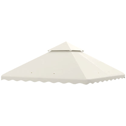 Outsunny 10' x 10' Gazebo Replacement Canopy Cover, 2 Tier Gazebo Roof Replacement TOP ONLY, Cream