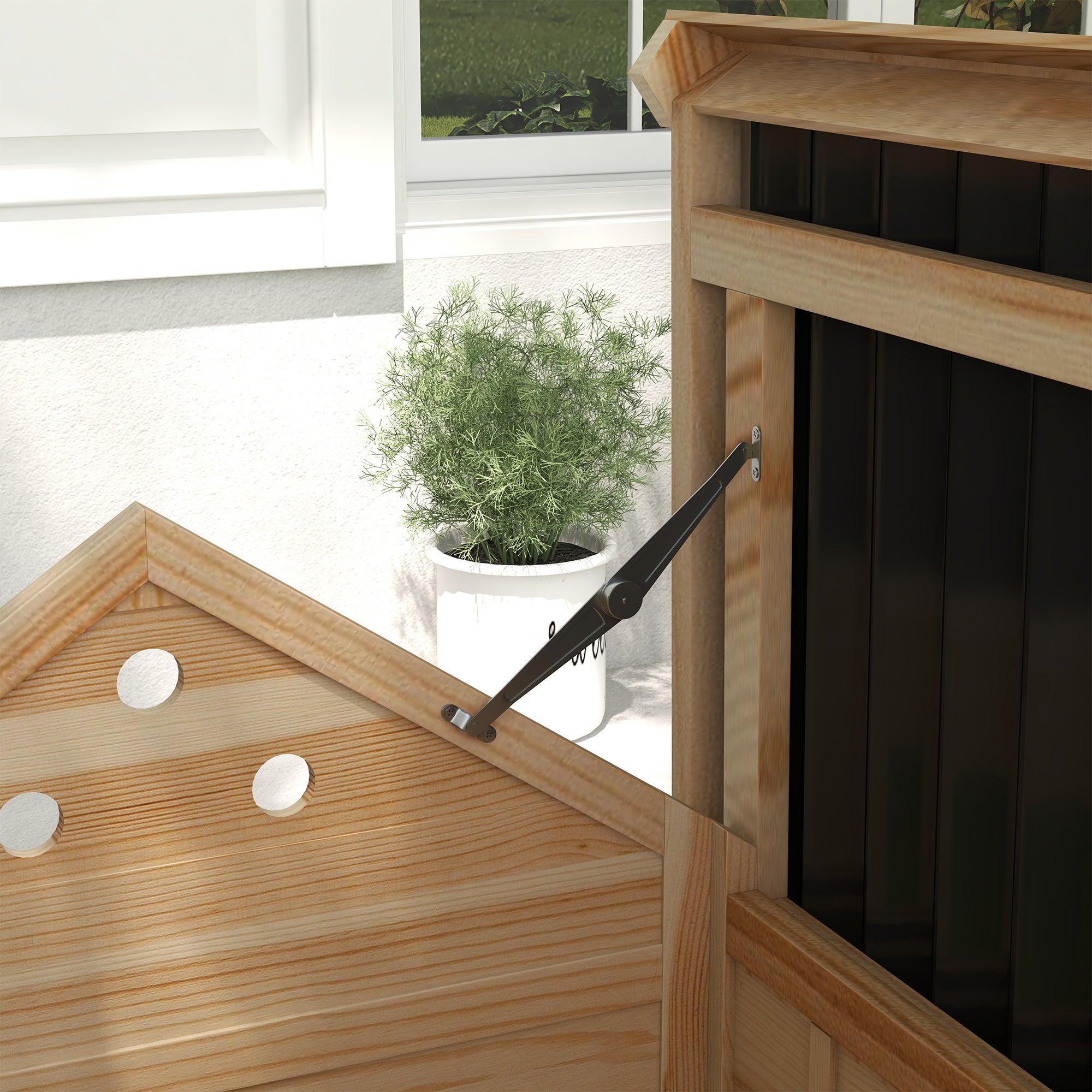 PawHut Duck Coop, Wooden Duck House, Outdoor Small Animal House with Openable Roof, Double Doors, Removable Base for 1-3 Ducks, Natural Wood