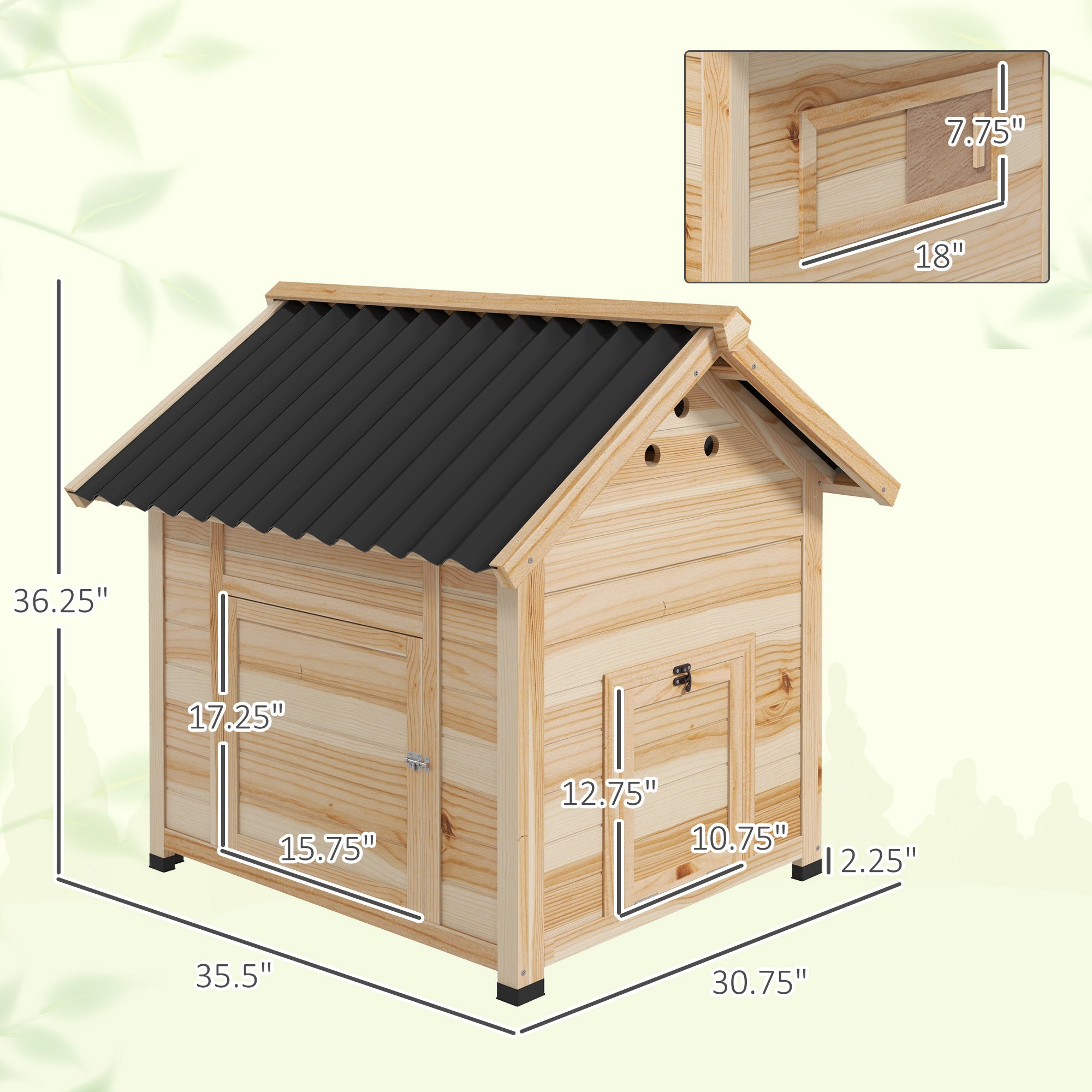 PawHut Duck Coop, Wooden Duck House, Outdoor Small Animal House with Openable Roof, Double Doors, Removable Base for 1-3 Ducks, Natural Wood
