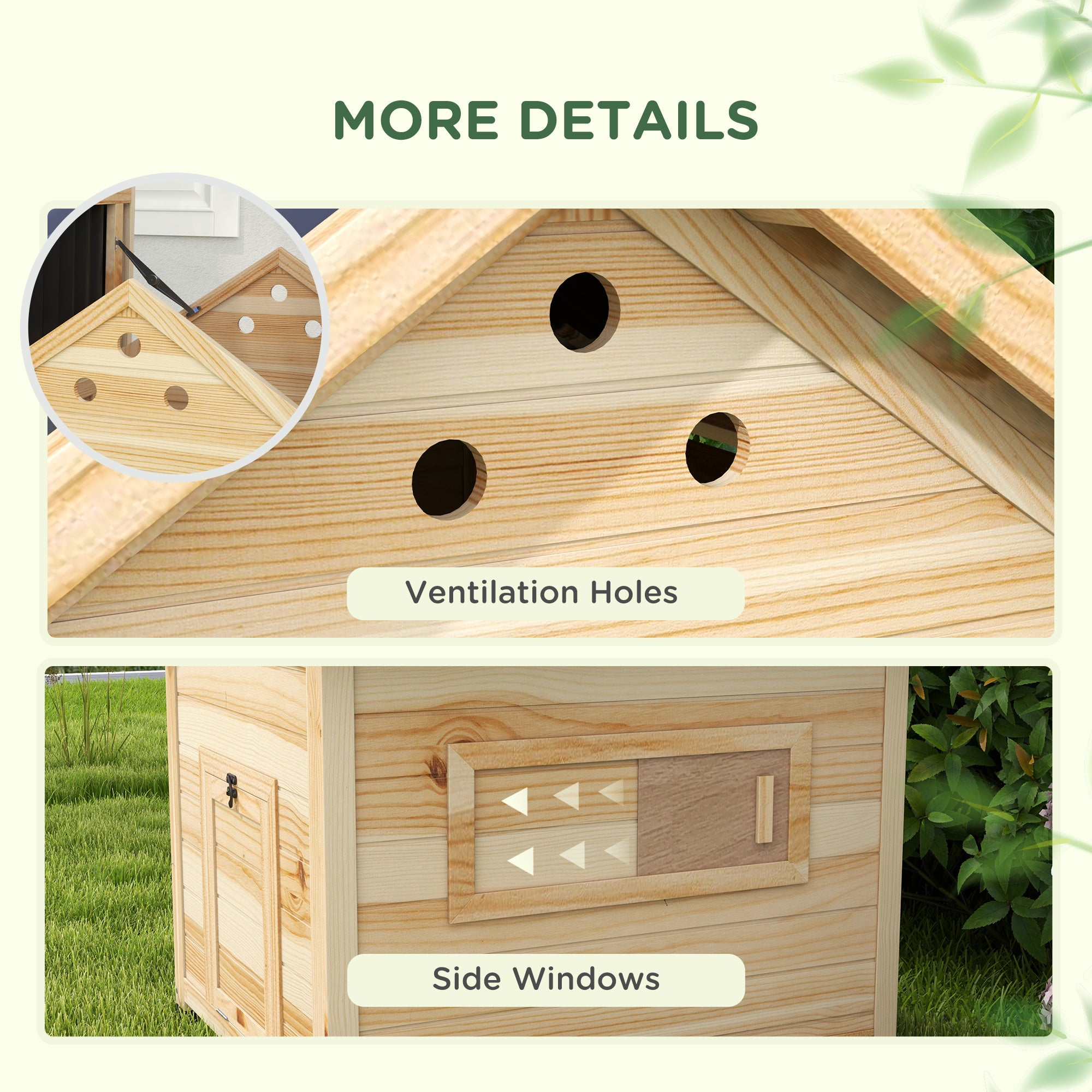 PawHut Duck Coop, Wooden Duck House, Outdoor Small Animal House with Openable Roof, Double Doors, Removable Base for 1-3 Ducks, Natural Wood
