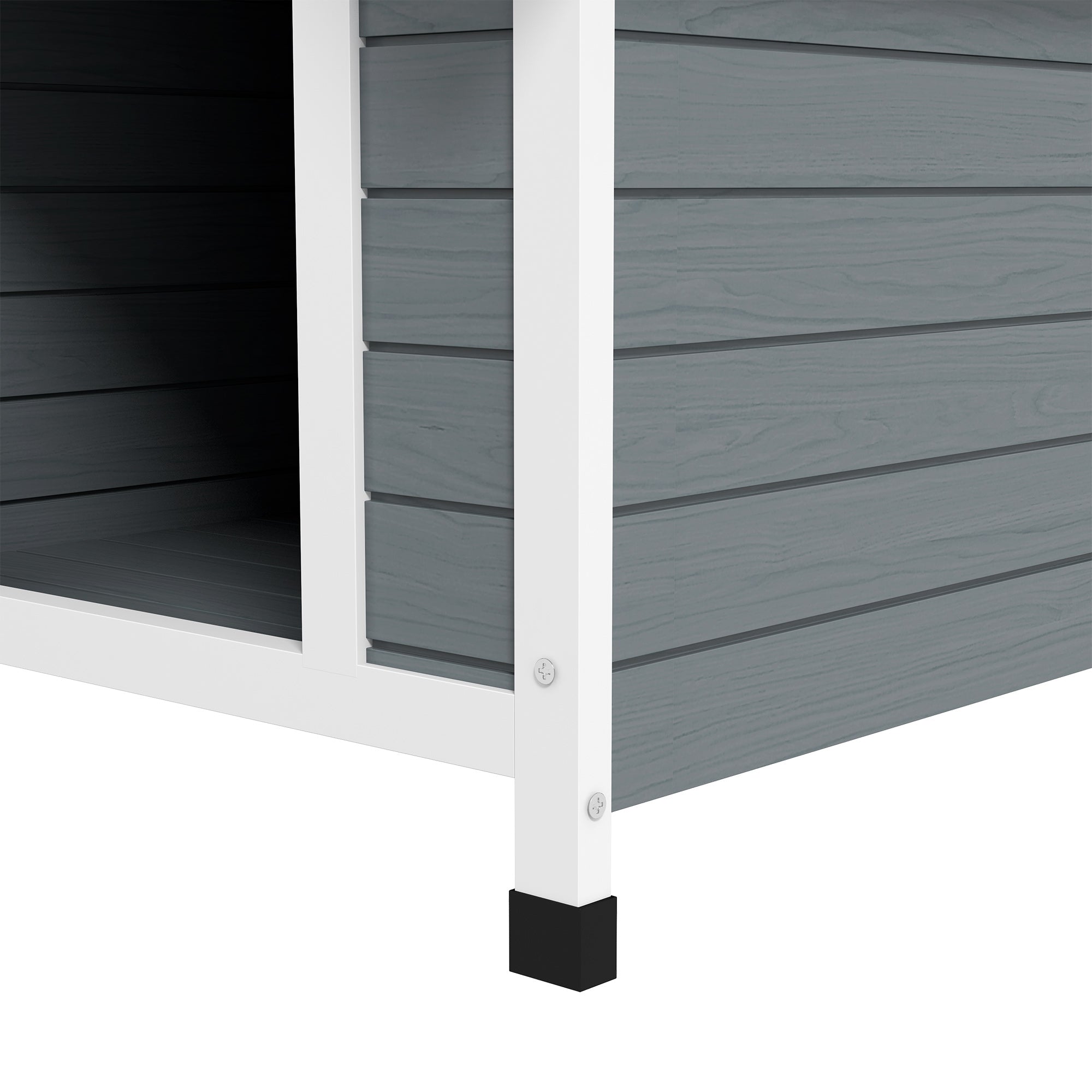 PawHut Dog Kennel Outdoor Wooden Dog House with Removable Floor, Elevated Pet Shelter, Anti-Corrosion Wood, for Medium Dogs, 82H x 75W x 88Dcm - Grey