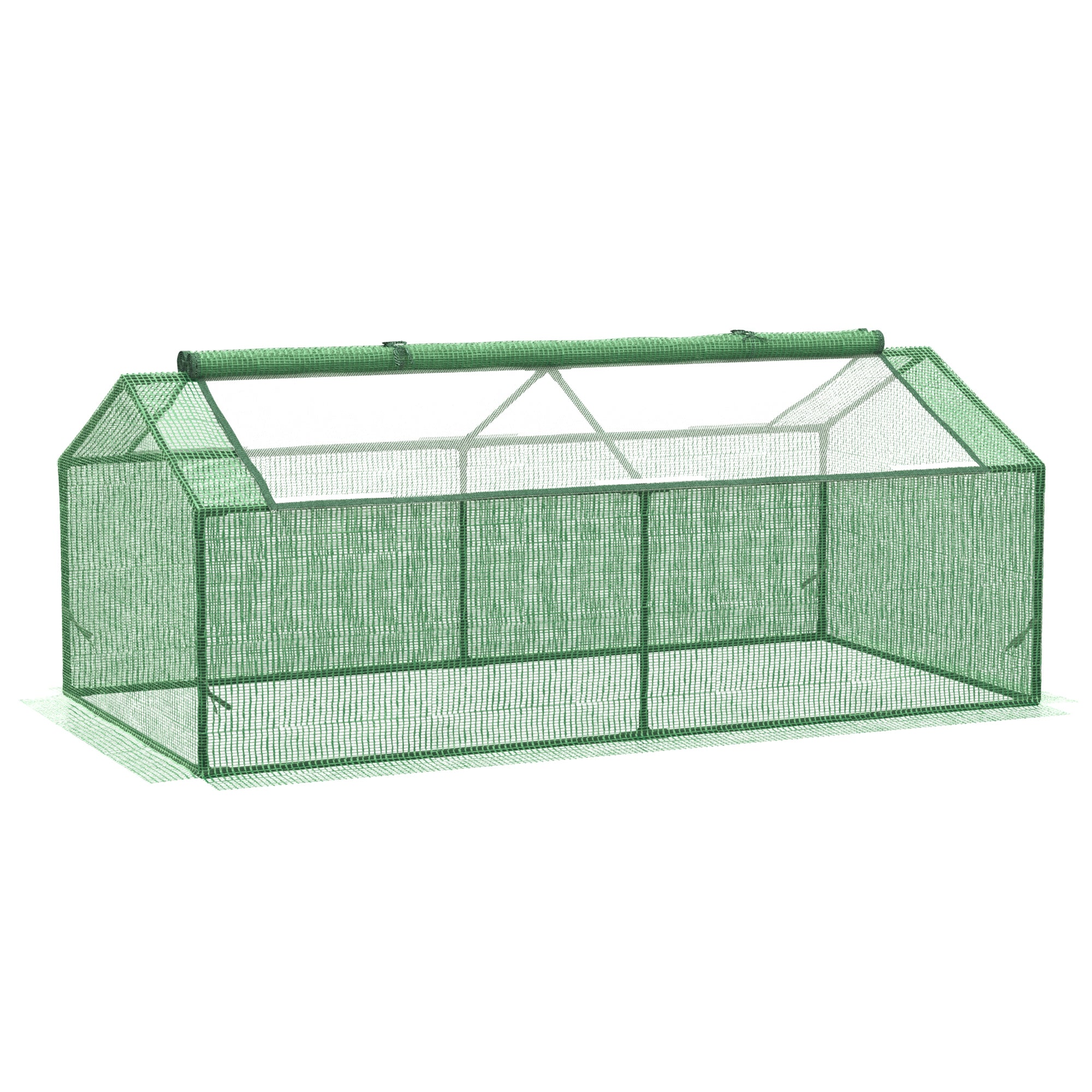Outsunny 71" x 36" x 28" Mini Greenhouse, Portable Garden Hot House for Plants with 2-Layer Roll-up Zipper Windows, PE Cover for Outdoor Indoor, Green