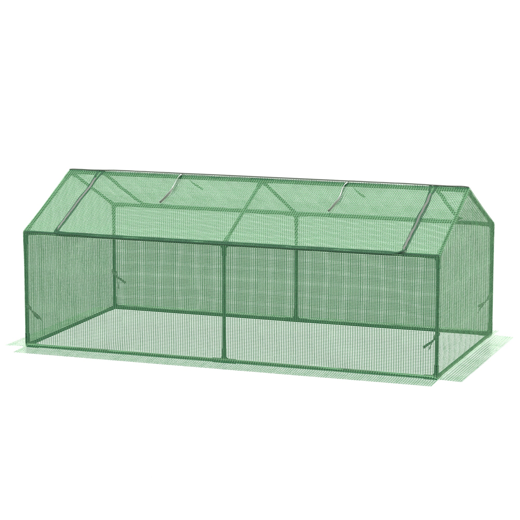 Outsunny 71" x 36" x 28" Mini Greenhouse, Portable Garden Hot House for Plants with 2-Layer Roll-up Zipper Windows, PE Cover for Outdoor Indoor, Green