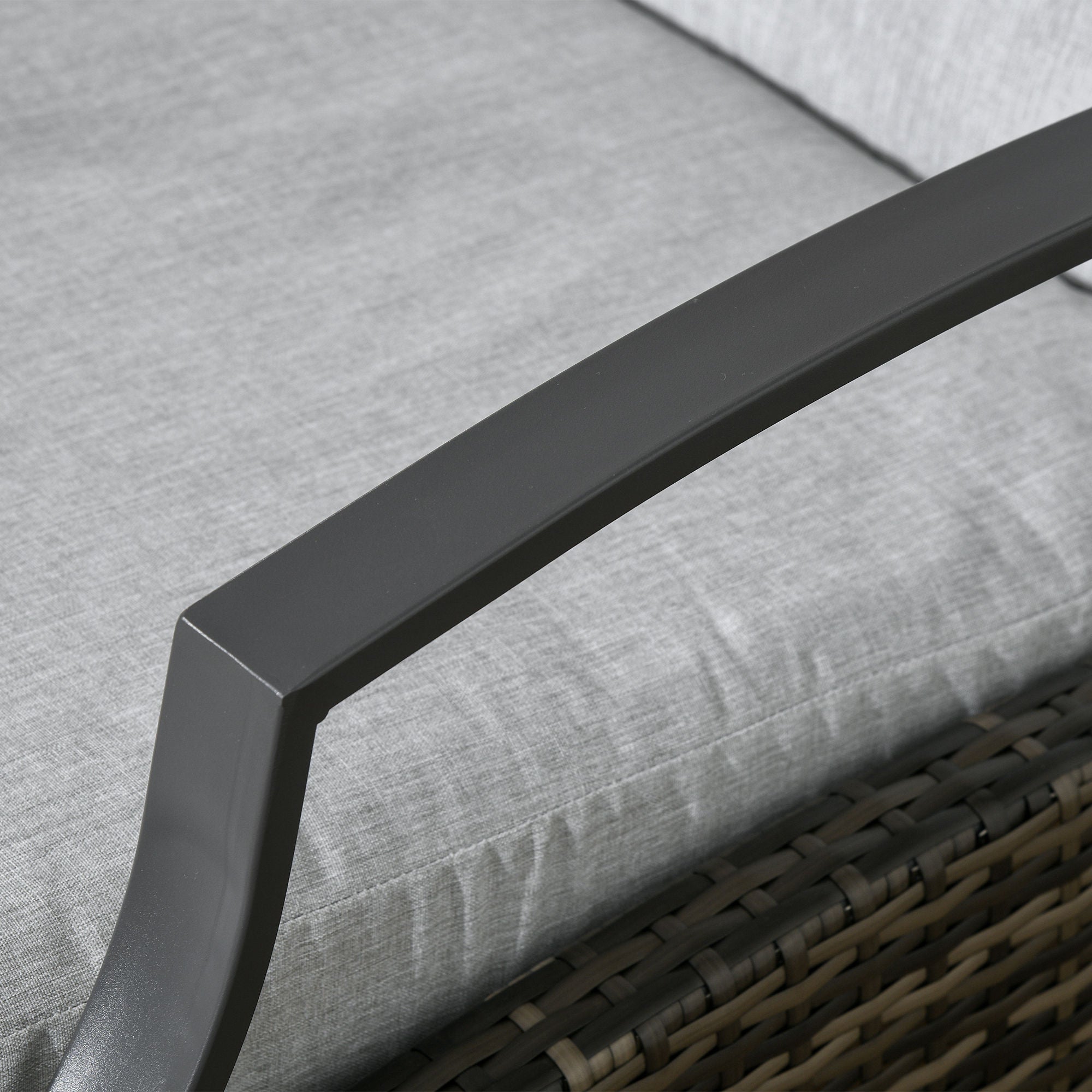 Outsunny Outdoor Rattan Recliner Chair Patio Adjustable Wicker Sofa Armchair Garden Relaxing Lounge Seat with Retractable Footrest and Cushion, Light Grey