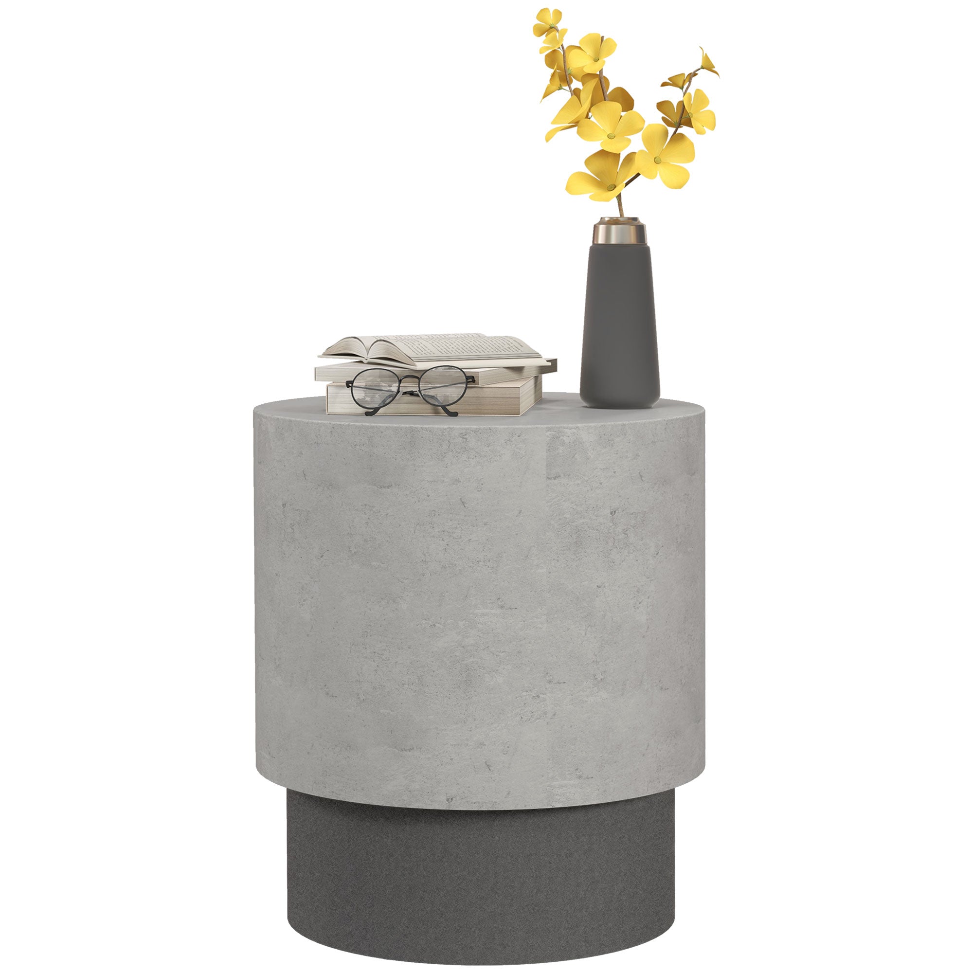 HOMCOM Concrete Finish Side Table, Lightweight Accent Table, 17