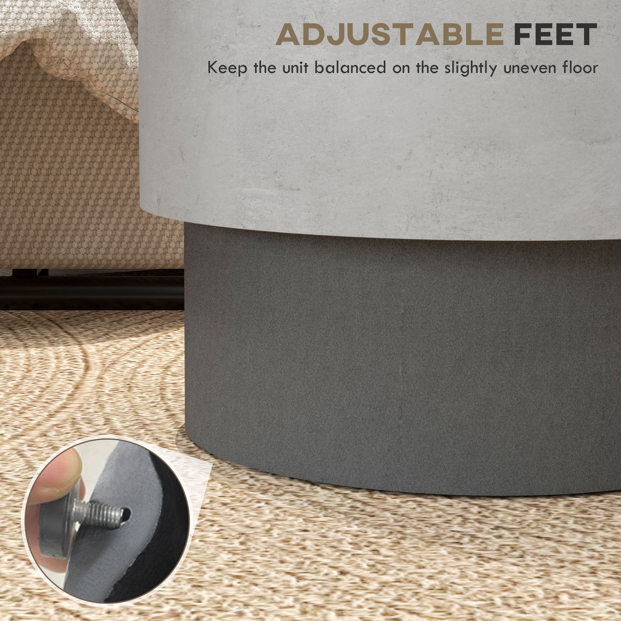 HOMCOM Concrete Finish Side Table, Lightweight Accent Table, 17