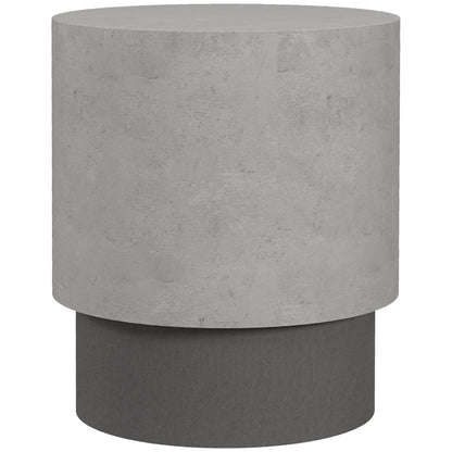 HOMCOM Concrete Finish Side Table, Lightweight Accent Table, 17" Patio Round Stump End Table with 4 Adjustable Feet for Indoor, Outdoor, Grey