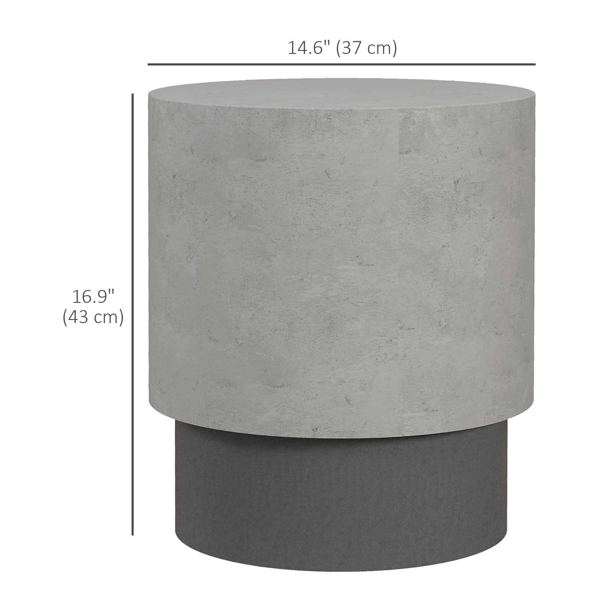 HOMCOM Concrete Finish Side Table, Lightweight Accent Table, 17
