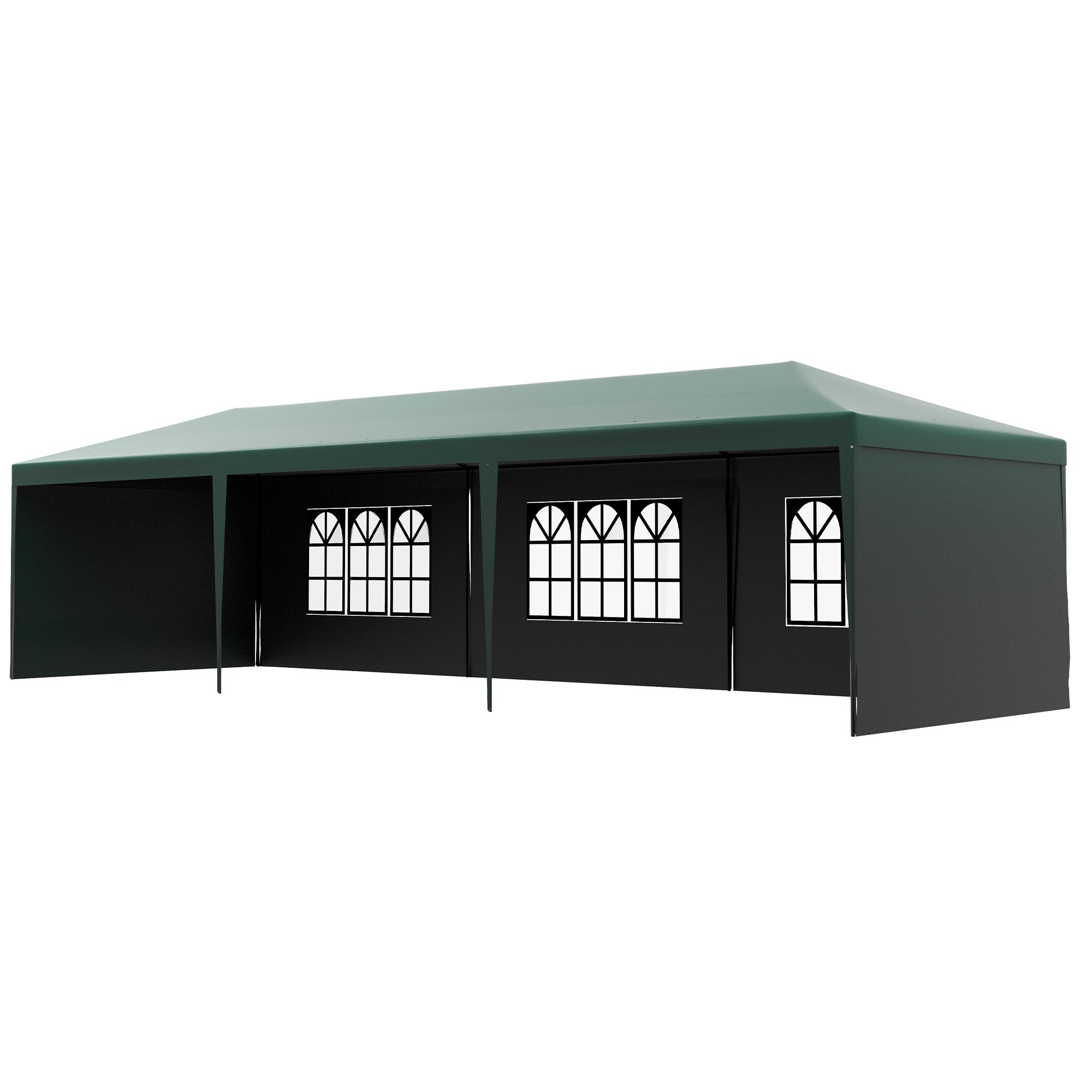 Outsunny 10' x 29' Party Tent, Canopy Tent with Sidewalls and Large Transparent Windows for Garden, Backyard, Outdoor, Green