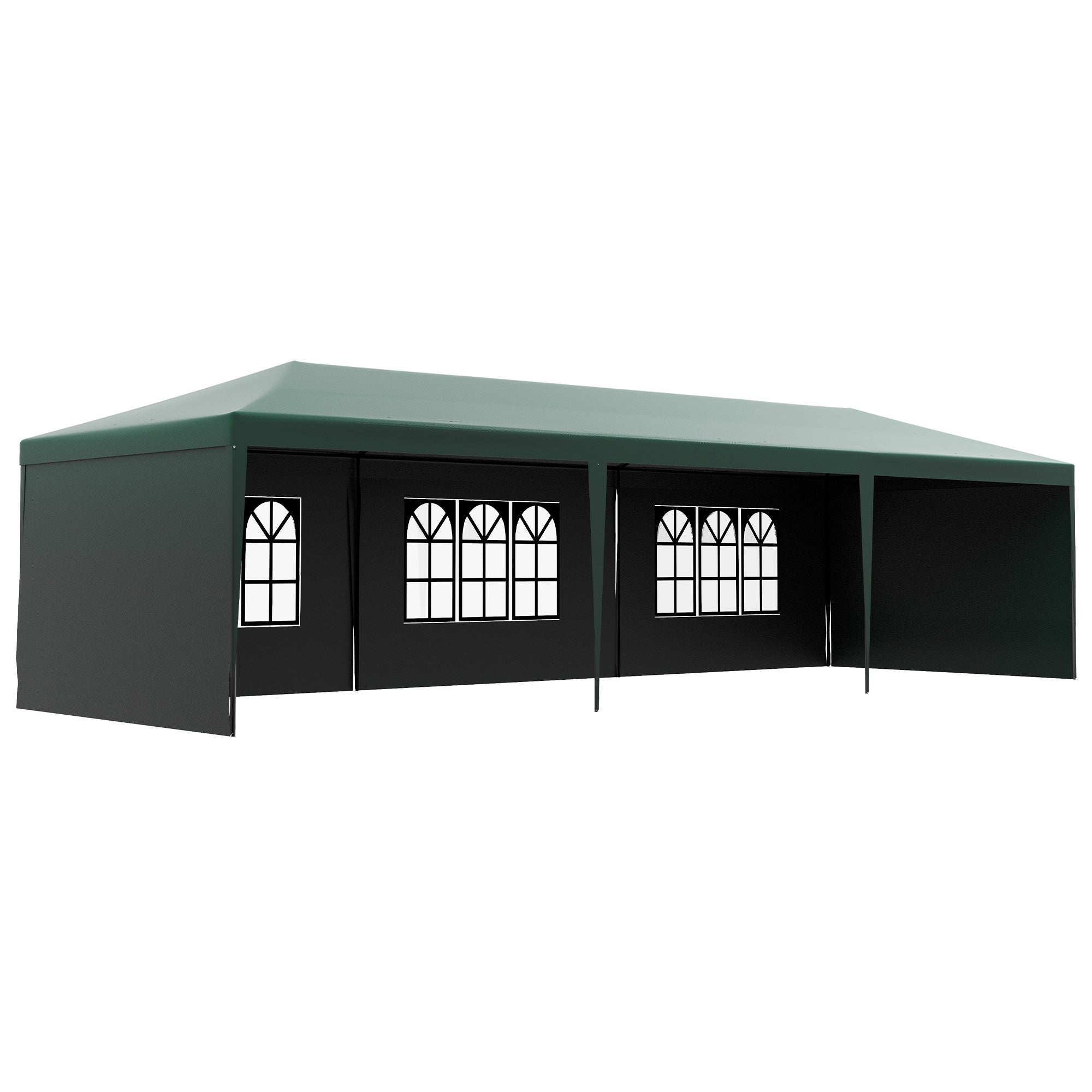 Outsunny 10' x 29' Party Tent, Canopy Tent with Sidewalls and Large Transparent Windows for Garden, Backyard, Outdoor, Green