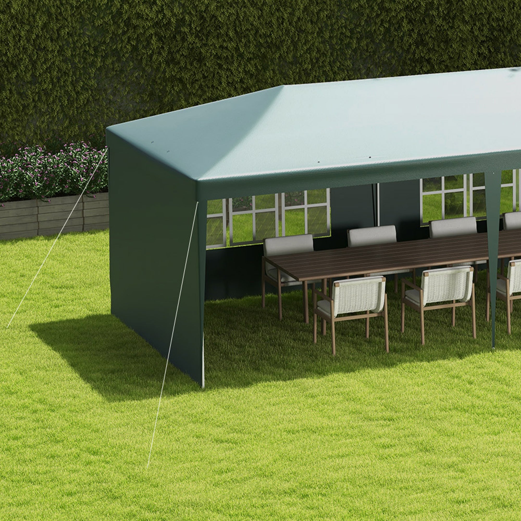 Outsunny 10' x 29' Party Tent, Canopy Tent with Sidewalls and Large Transparent Windows for Garden, Backyard, Outdoor, Green
