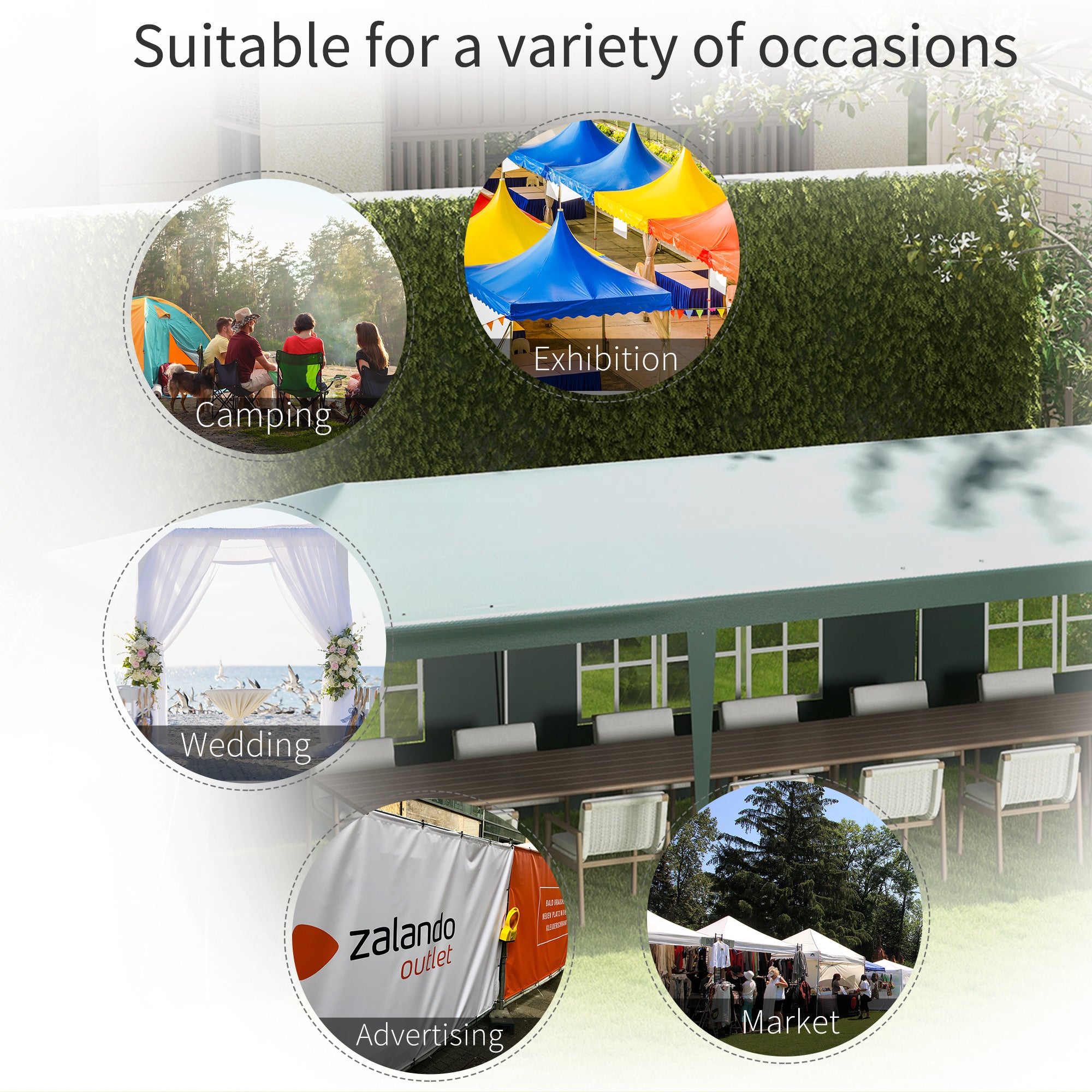 Outsunny 10' x 29' Party Tent, Canopy Tent with Sidewalls and Large Transparent Windows for Garden, Backyard, Outdoor, Green