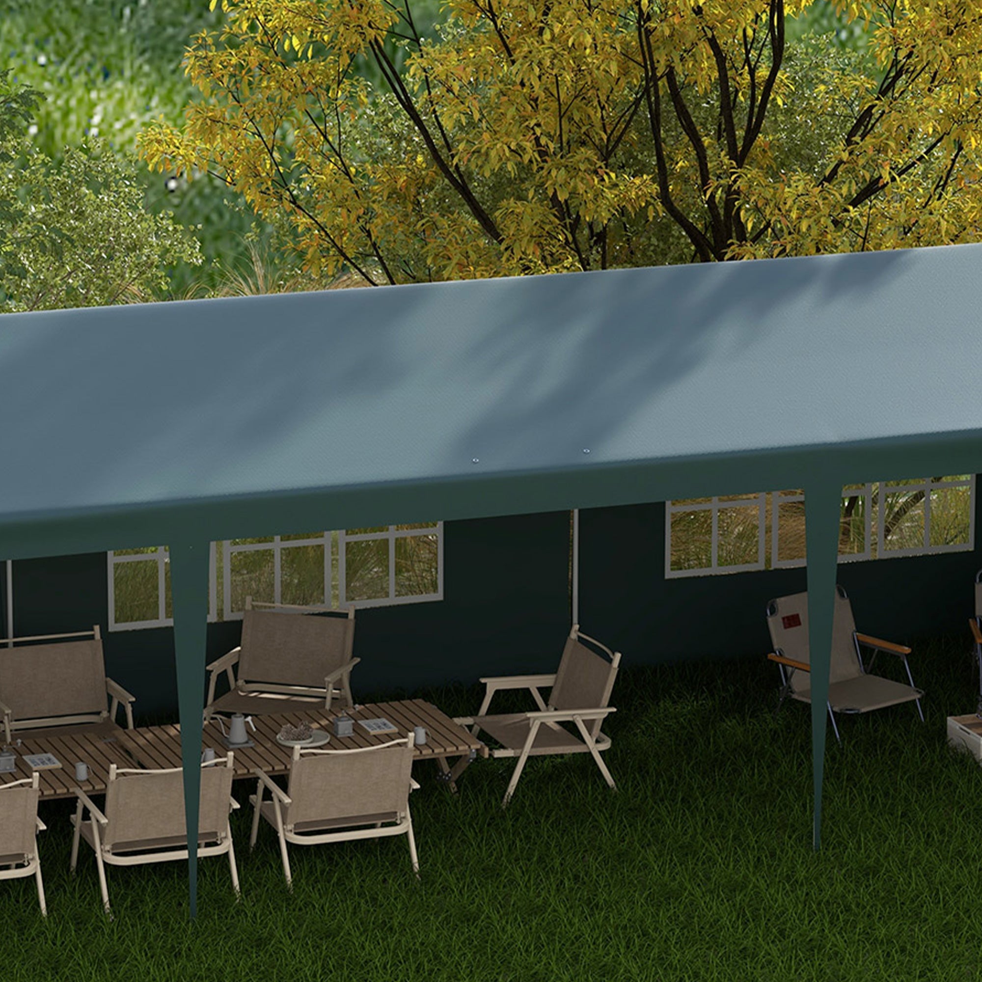 Outsunny 10' x 29' Party Tent, Canopy Tent with Sidewalls and Large Transparent Windows for Garden, Backyard, Outdoor, Green