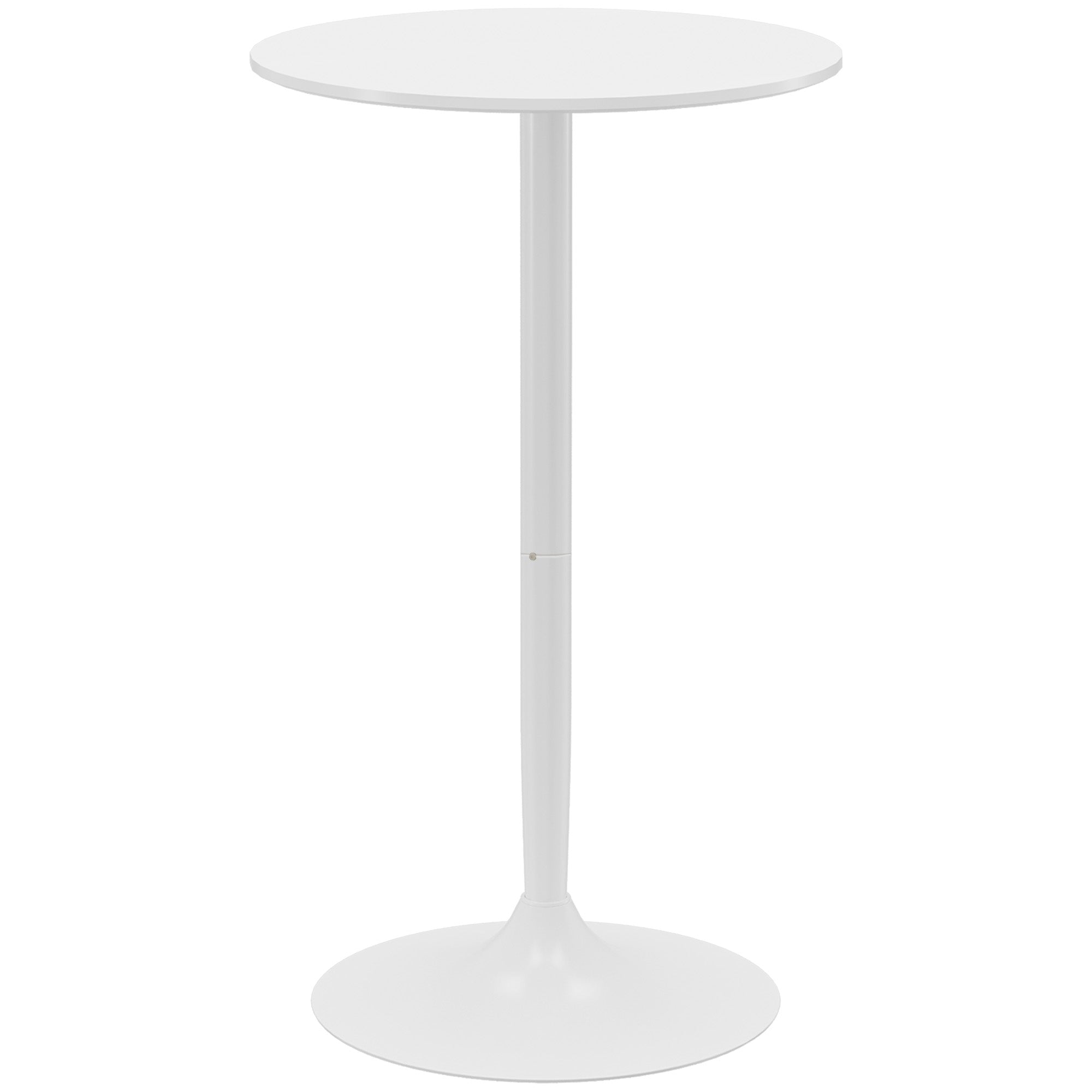 HOMCOM Round Bar Table, High Top Kitchen Table with Painted Top and Steel Frame, Modern Pub Table for 2, Easy Assembly for Home Bar, White