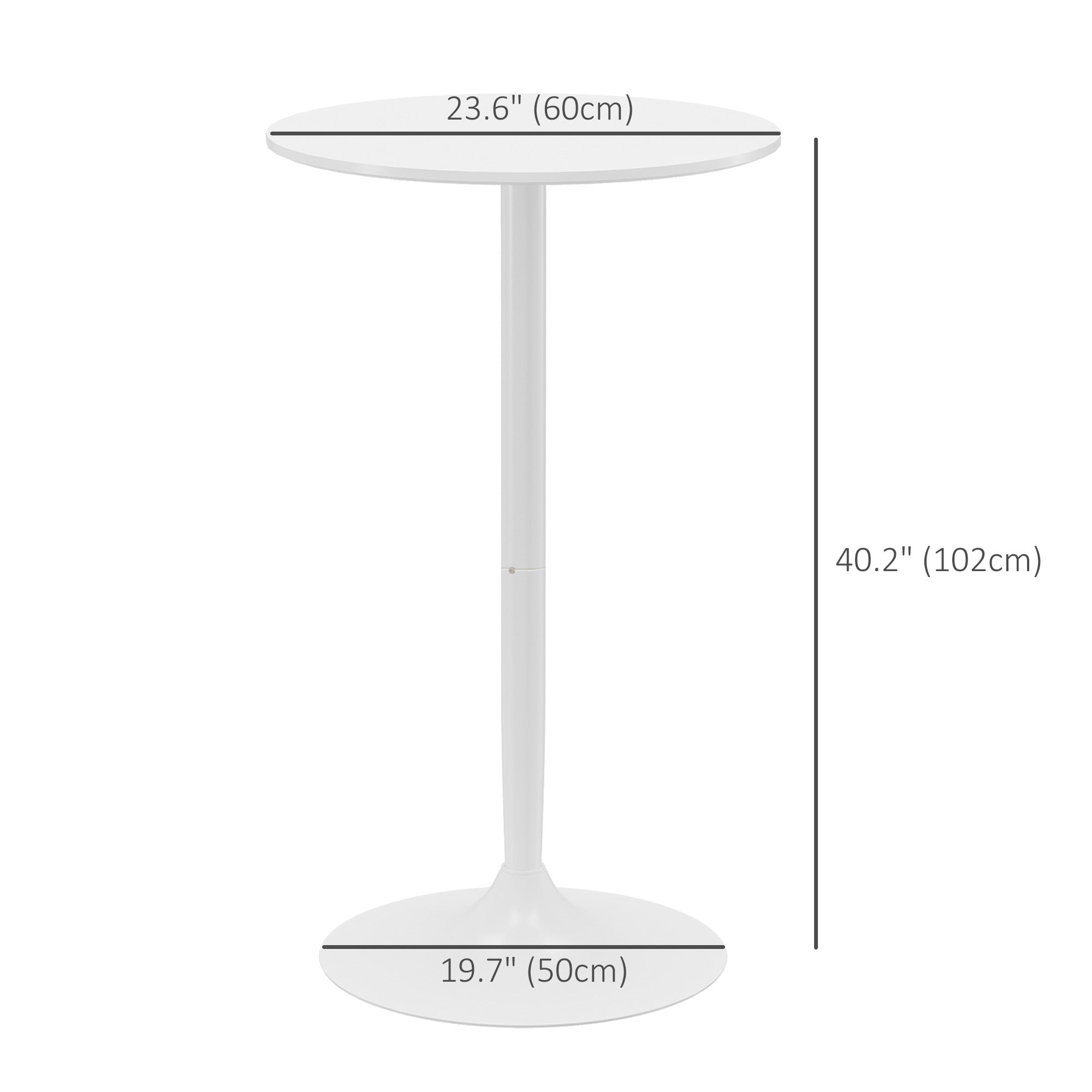 HOMCOM Round Bar Table, High Top Kitchen Table with Painted Top and Steel Frame, Modern Pub Table for 2, Easy Assembly for Home Bar, White