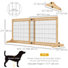 PawHut Free Standing Pet Gate, Wooden Foldable Dog Gate with 41"-72" Adjustable Length, Support Feet, Pet Barrier for Small Medium Dogs, for Stairway, Doorway, Hallway, Natural