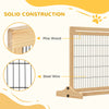 PawHut Free Standing Pet Gate, Wooden Foldable Dog Gate with 41"-72" Adjustable Length, Support Feet, Pet Barrier for Small Medium Dogs, for Stairway, Doorway, Hallway, Natural