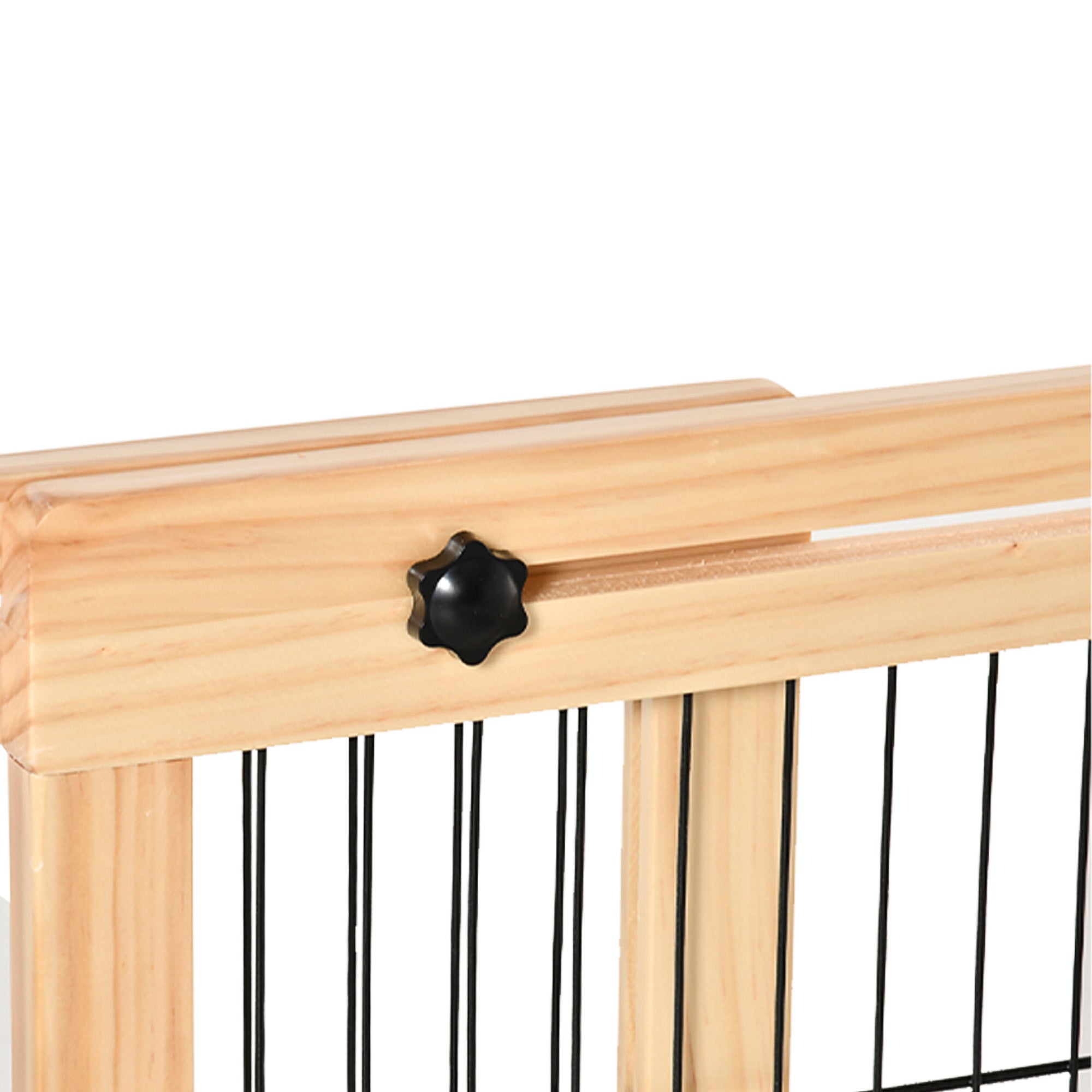 PawHut Freestanding Dog Gate, Foldable Pet Fence, Indoor Wood Barrier, Stair Gate with Support Feet, for Doorway, Hallway, Small and Medium Dogs, 69H x 104-183 cm, Natural Wood Effect