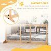 PawHut Free Standing Pet Gate, Wooden Foldable Dog Gate with 41"-72" Adjustable Length, Support Feet, Pet Barrier for Small Medium Dogs, for Stairway, Doorway, Hallway, Natural