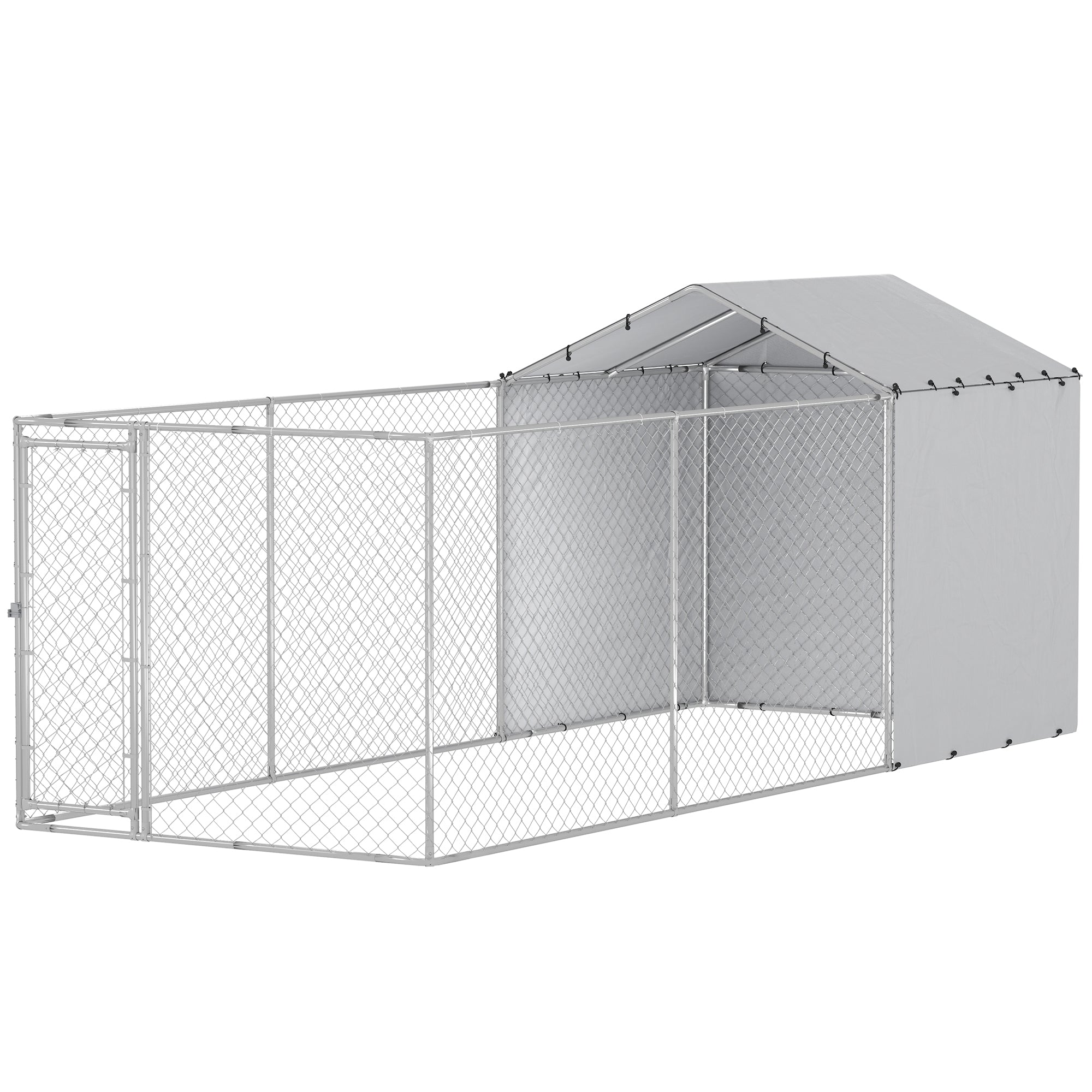 PawHut Outdoor Dog Kennel with Waterproof & UV-Resistant Cover, Dog Run with Secure Lock for Small Medium Large Dogs, 19.7' x 7.5' x 7.5'