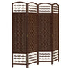 HOMCOM 4 Panel Room Divider, 5.6 ft Tall Folding Privacy Screen, Wave Fiber Freestanding Partition Wall Divider for Home Office, Brown