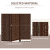 HOMCOM 4 Panel Room Divider, 5.6 ft Tall Folding Privacy Screen, Wave Fiber Freestanding Partition Wall Divider for Home Office, Brown