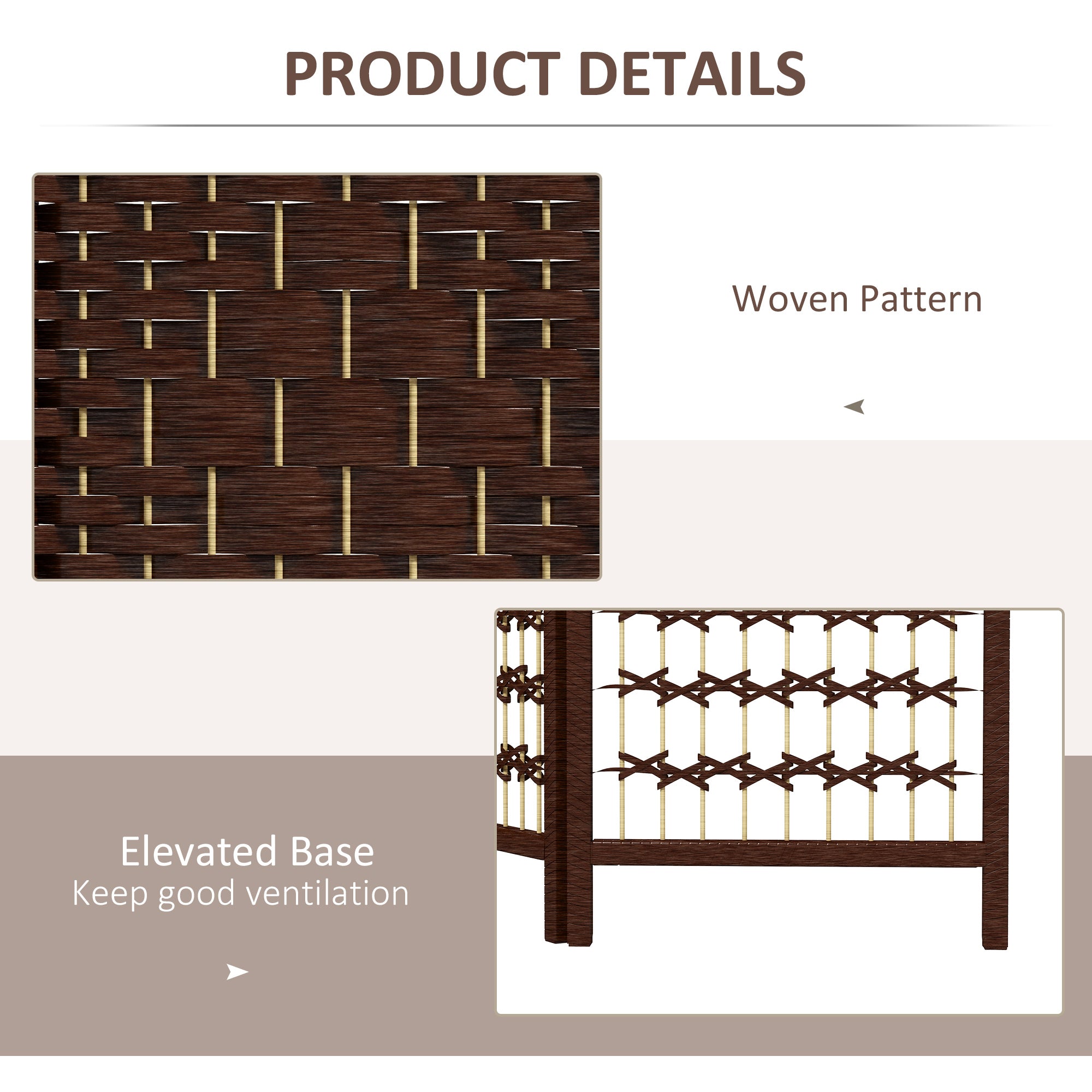 HOMCOM 4 Panel Room Divider, 5.6 ft Tall Folding Privacy Screen, Wave Fiber Freestanding Partition Wall Divider for Home Office, Brown