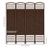 HOMCOM 4 Panel Room Divider, 5.6 ft Tall Folding Privacy Screen, Wave Fiber Freestanding Partition Wall Divider for Home Office, Brown