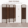 HOMCOM 4 Panel Room Divider, 5.6 ft Tall Folding Privacy Screen, Wave Fiber Freestanding Partition Wall Divider for Home Office, Brown